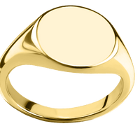 Medium Circle signet ring (14mm) in 10K Yellow Gold, with a Thin style band.
