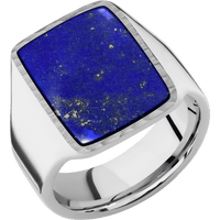 Large Rectangle signet ring (20x14.5mm) in Palladium Silver, with a Wide style band, a Lapis inlay.