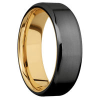 Zirconium + Bead , Polish Finish + 10K Yellow Gold