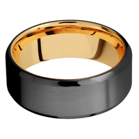 Zirconium + Bead , Polish Finish + 14K Yellow Gold