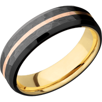 Zirconium + Hammer , Polish Finish + 14K Yellow Gold