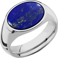 Medium Horizontal Oval signet ring (16x13mm) in Titanium, with a Wide style band, a Lapis inlay.