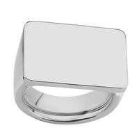 Extra Large Horizontal Rectangle signet ring  in Titanium, with a Wide style band.