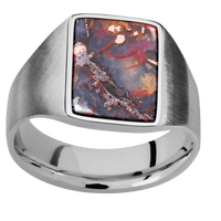 Medium Rectangle signet ring (16x11.5mm) in Titanium, with a Wide style band, a Chrysocopper inlay.