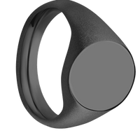 Medium Oval signet ring (16x13mm) in Zirconium, with a Wide style band.