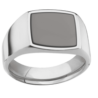 Medium Cushion signet ring (14x14mm) in Titanium, with a Wide style band, a Tantalum Noir inlay.