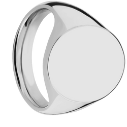 Large Oval signet ring (20x16mm) in Titanium, with a Thin style band.
