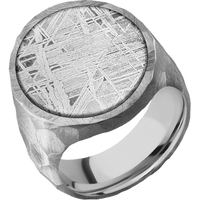 Extra Large Oval signet ring (24x20mm) in Titanium, with a Wide style band, a Meteorite inlay.