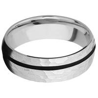 14K White Gold + Hammer , Hammer Finish