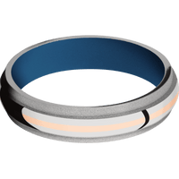14K White Gold + Polish , Sand Finish + Ridgeway Blue