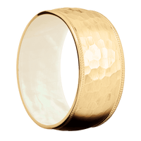 14K Yellow Gold + Hammer Finish + Freshwater Mother of Pearl