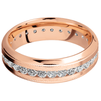14K Rose Gold + Stone , Polish Finish