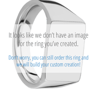 Medium Horizontal Rectangle signet ring (16x11.5mm) in Titanium, with a Wide style band, a 10K Yellow Gold inlay.