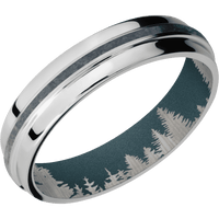 14K White Gold + Satin , Polish Finish + Blue Titanium