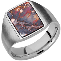 Medium Rectangle signet ring (16x11.5mm) in Titanium, with a Wide style band, a Chrysocopper inlay.