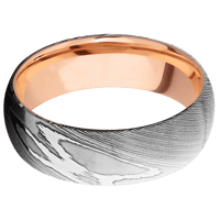Damascus + Polish Finish + 14K Rose Gold