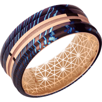 Titanium Damascus + Polish , Polish Finish + 18K Rose Gold