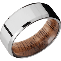 10K White Gold + Polish , Polish Finish + Koa