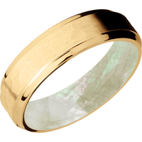 10K Yellow Gold + Hammer , Polish Finish + Freshwater Mother of Pearl