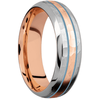 Titanium + Hammer , Polish Finish + 14K Rose Gold