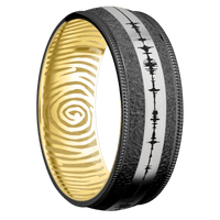 Zirconium + Stipple Finish + 10K Yellow Gold
