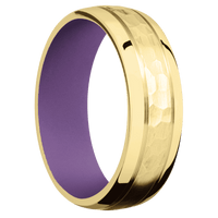 10K Yellow Gold + Hammer , Polish Finish + Wild Purple