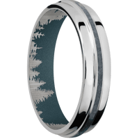 14K White Gold + Satin , Polish Finish + Blue Titanium