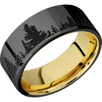 Zirconium + Polish Finish + 18K Yellow Gold