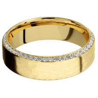 10K Yellow Gold + Hammer , Polish Finish