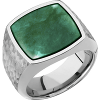 Large Cushion signet ring (18x18mm) in Titanium, with a Wide style band, a Washington Green Jade inlay.