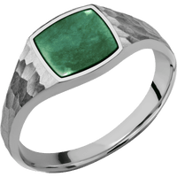 Small Cushion signet ring (10x10mm) in Titanium, with a Thin style band, a Washington Green Jade inlay.