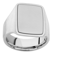 Large Rectangle signet ring (20x14.5mm) in Palladium Silver, with a Wide style band, a Platinum inlay.
