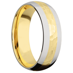 14K Yellow Gold + Hammer Finish
