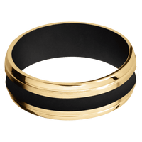 10K Yellow Gold + Satin , Polish Finish + Black