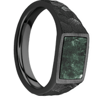 Small Horizontal Rectangle signet ring (12x9mm) in Zirconium, with a Wide style band, an Aventurine inlay.