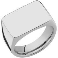 Large Horizontal Rectangle signet ring (20x14.5mm) in Titanium, with a Wide style band.