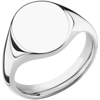 Medium Oval signet ring (16x13mm) in 14K White Gold, with a Thin style band.