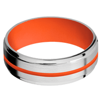 14K White Gold + Satin , Polish Finish + Hunter Orange