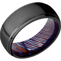 Zirconium + Satin , Polish Finish + Titanium Damascus