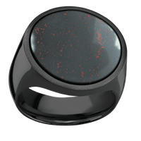 Extra Large Circle signet ring (22mm ) in Zirconium, with a Wide style band, a Blood Stone inlay.