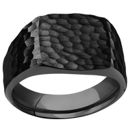 Medium Cushion signet ring (14x14mm) in Zirconium, with a Wide style band.