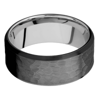 Zirconium + Hammer , Satin Finish + 18K White Gold