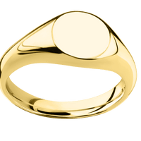 Small Circle signet ring (10mm) in 14K Yellow Gold, with a Wide style band.