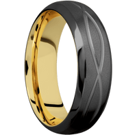 Zirconium + Bead , Polish Finish + 10K Yellow Gold