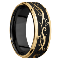 10K Yellow Gold + Stone , Polish Finish + Zirconium