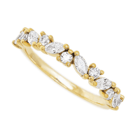14K Yellow Gold band with 7 Round and 6 Marquise Lab Grown Diamond having TCW-.81