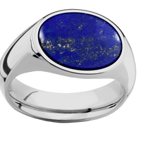 Medium Horizontal Oval signet ring (16x13mm) in Titanium, with a Wide style band, a Lapis inlay.