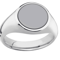 Medium Circle signet ring (14mm) in Cobalt Chrome, with a Wide style band, a Tantalum inlay.