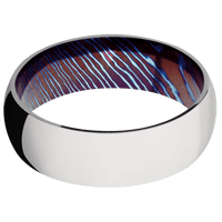 14K White Gold + Polish Finish + Titanium Damascus