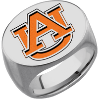 Extra Large Horizontal Oval signet ring (24x20mm) in Titanium, with a Wide style band and an Auburn Logo Dark engraving.